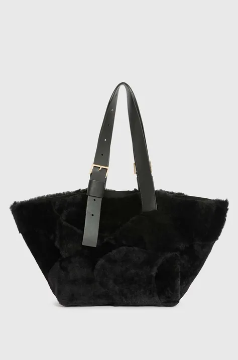 Kožená kabelka AllSaints Anik čierna farba