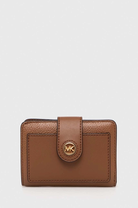 Kožená peněženka MICHAEL Michael Kors hnědá barva