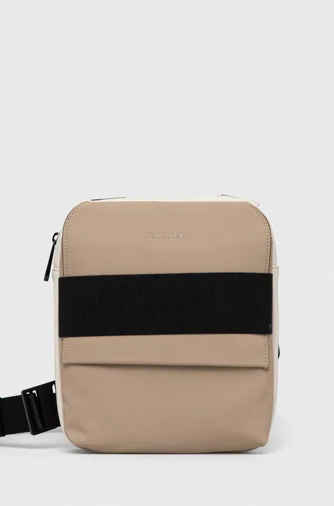 Malá taška Calvin Klein béžová farba