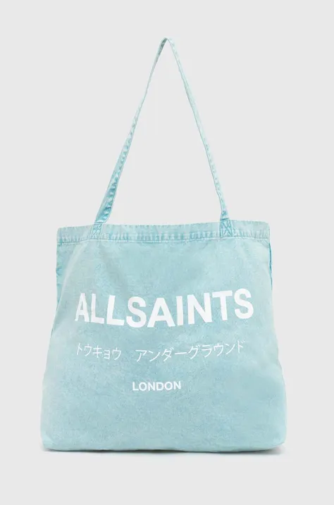 AllSaints torba bawełniana kolor niebieski