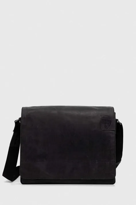 Usnjena torba Strellson črna barva
