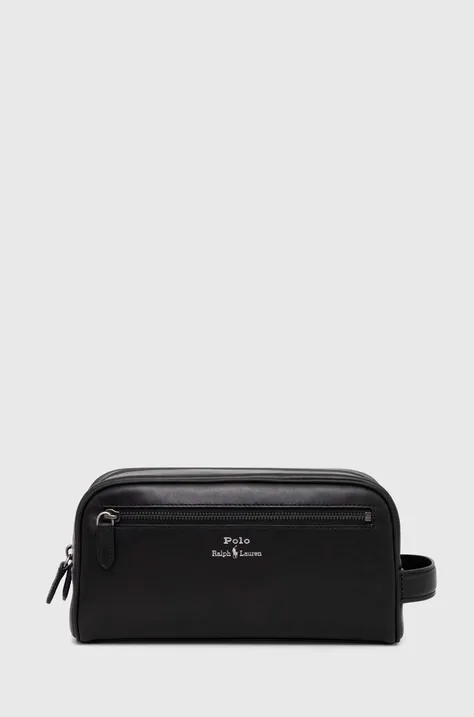 Δερμάτινη Νεσεσέρ καλλυντικών Polo Ralph Lauren χρώμα: μαύρο