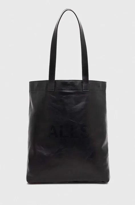 Usnjena torba AllSaints Yuto črna barva