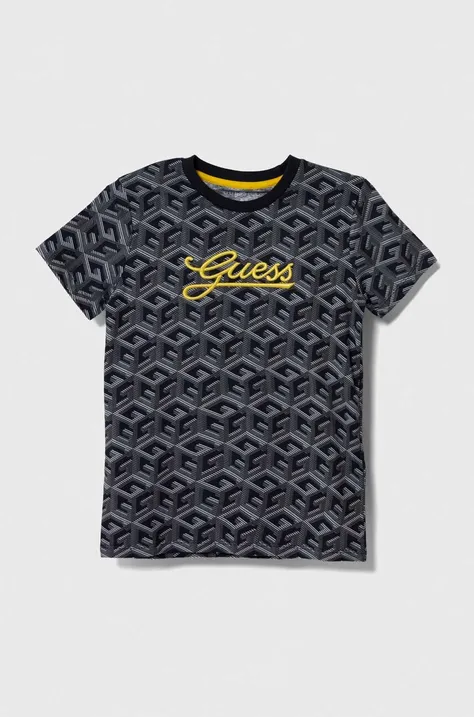 Detské bavlnené tričko Guess tmavomodrá farba, vzorovaný