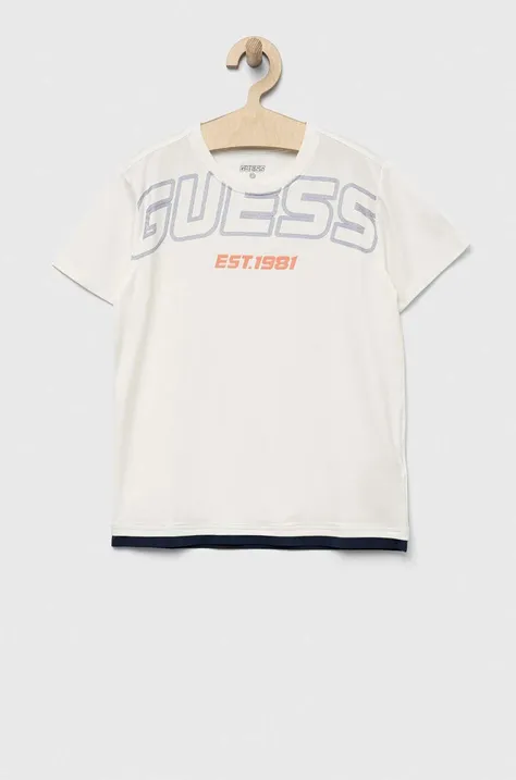 Detské tričko Guess biela farba, s potlačou