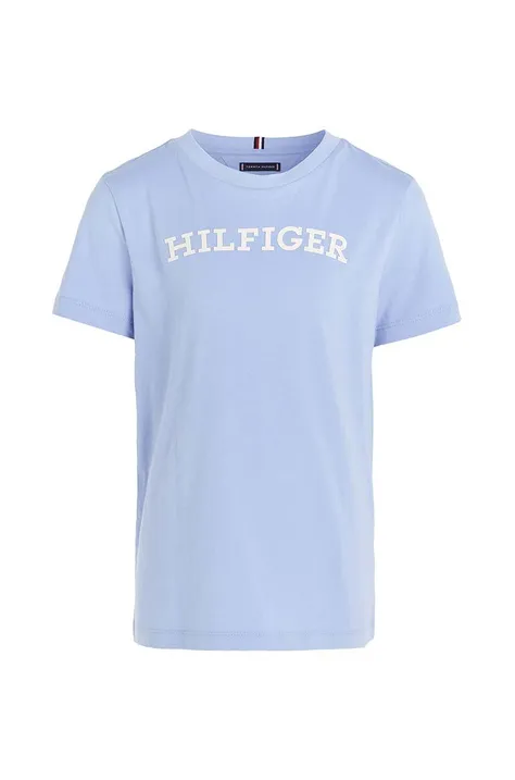 Dječja pamučna majica kratkih rukava Tommy Hilfiger boja: tirkizna, s tiskom