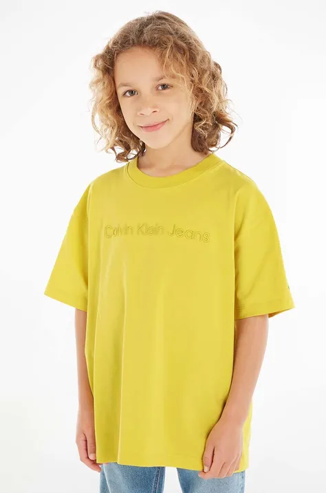 Majica kratkih rukava Calvin Klein Jeans boja: žuta, s aplikacijom