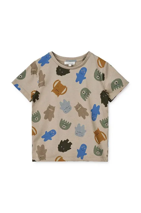 Liewood t-shirt bawełniany dziecięcy kolor szary gładki
