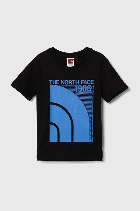 Дитяча бавовняна футболка The North Face B GRAPHIC S/S TEE 1 колір чорний з принтом