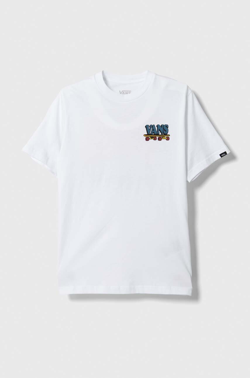 Vans t-shirt bawełniany dziecięcy PIZZA FACE SS VN00089UWHT1 kolor biały z nadrukiem