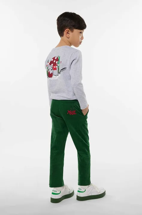 Otroška bombažna majica z dolgimi rokavi Kenzo Kids siva barva