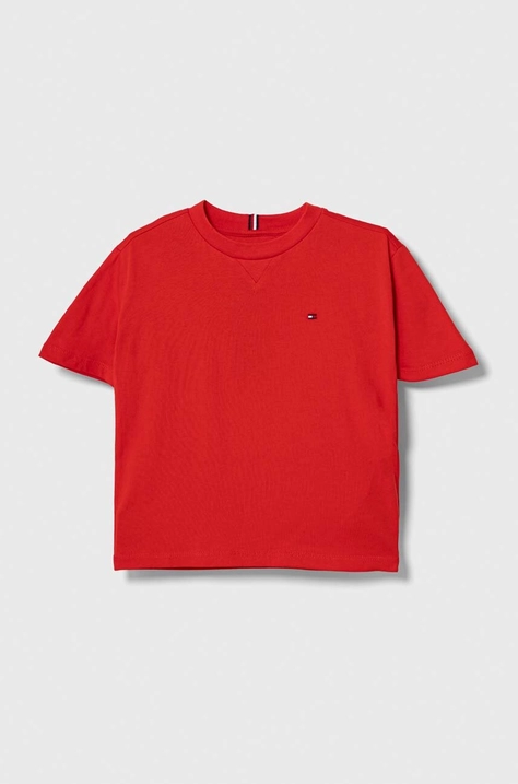 Tommy Hilfiger t-shirt bawełniany dziecięcy kolor czerwony gładki