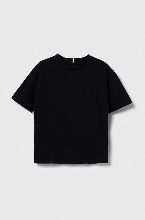 Детская хлопковая футболка Tommy Hilfiger цвет чёрный однотонная
