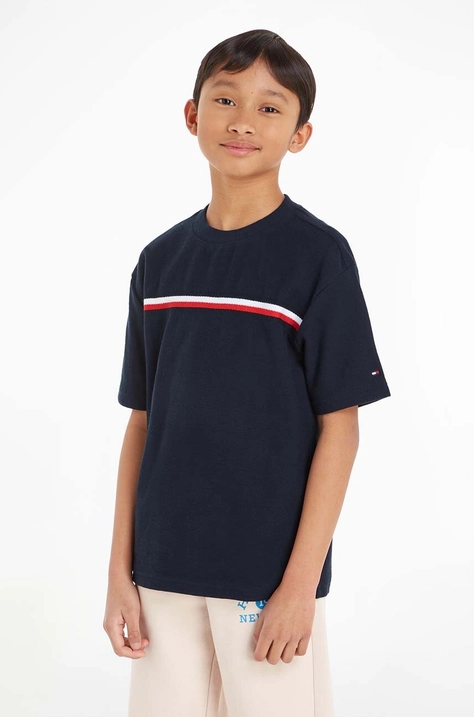 Tommy Hilfiger tricou de bumbac pentru copii culoarea albastru marin, modelator