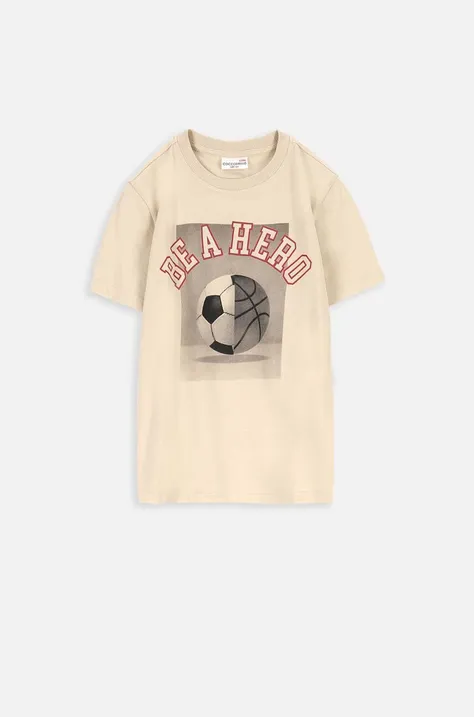 Дитяча бавовняна футболка Coccodrillo колір бежевий з принтом