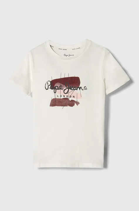 Pepe Jeans t-shirt bawełniany dziecięcy kolor biały z nadrukiem