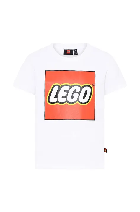 Detské bavlnené tričko Lego biela farba, s potlačou