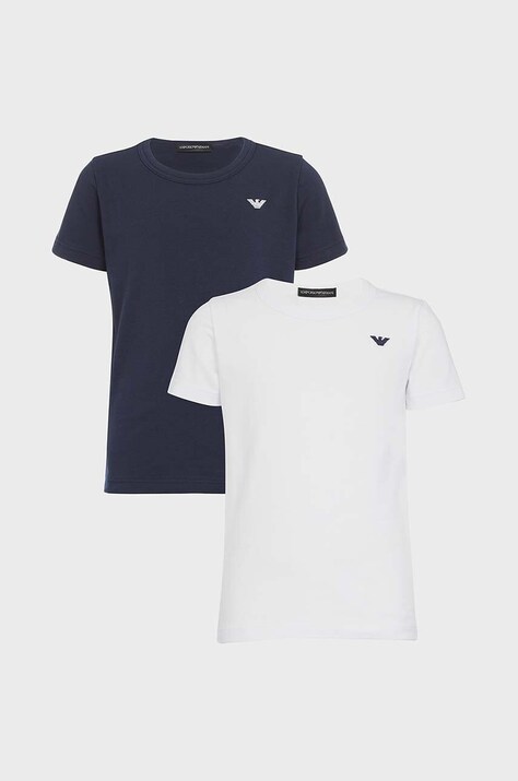 Emporio Armani tricou copii 2-pack culoarea alb, neted