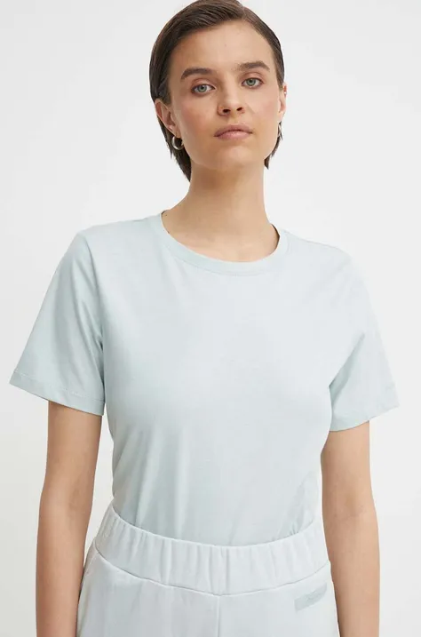 Bombažna kratka majica Calvin Klein ženski, siva barva