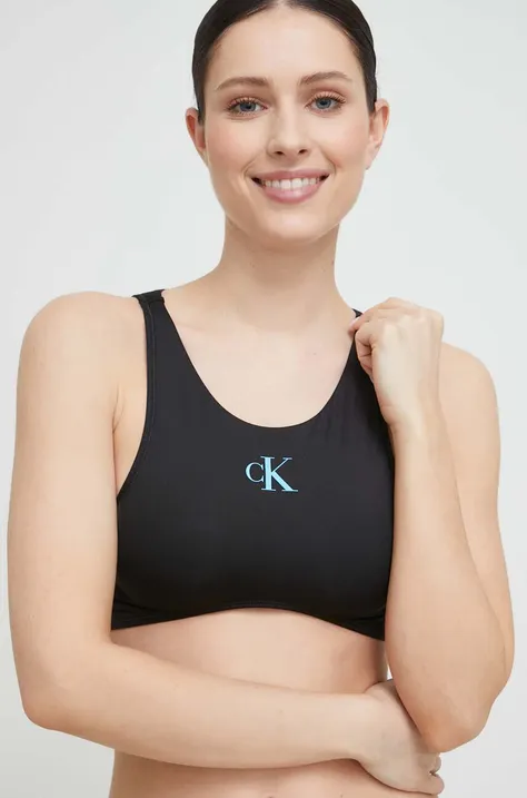 Kupaći top Calvin Klein boja: crna, mekane košarice