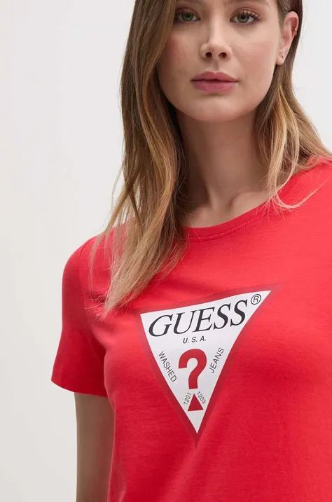 Бавовняна футболка Guess колір червоний