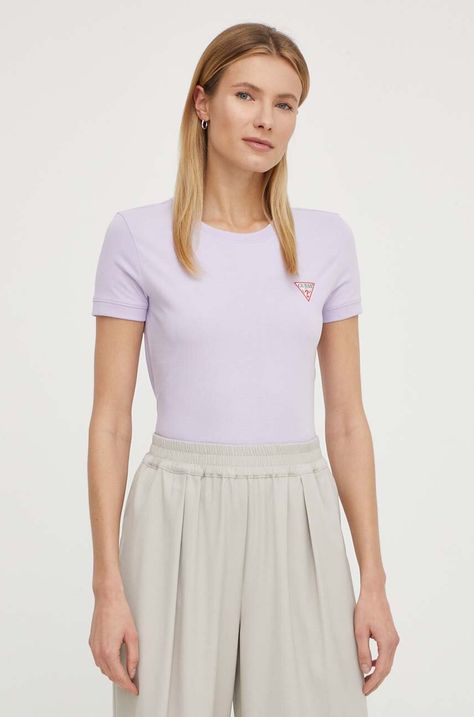 Μπλουζάκι Guess χρώμα: ροζ