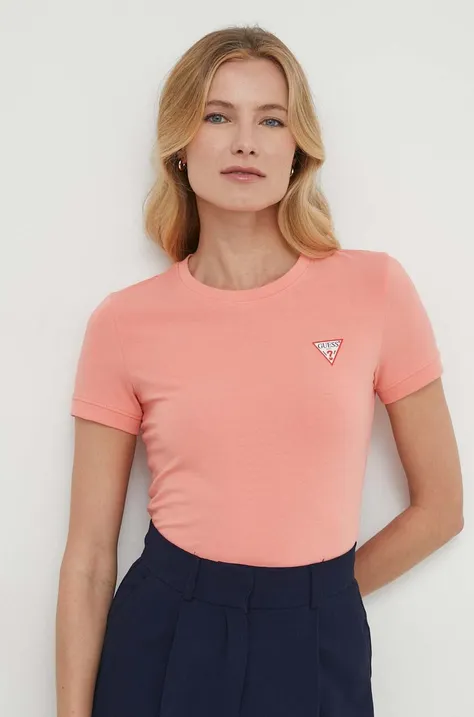 Majica kratkih rukava Guess za žene, boja: narančasta