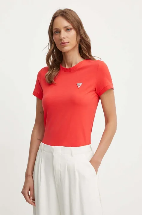Kratka majica Guess ženski, rdeča barva