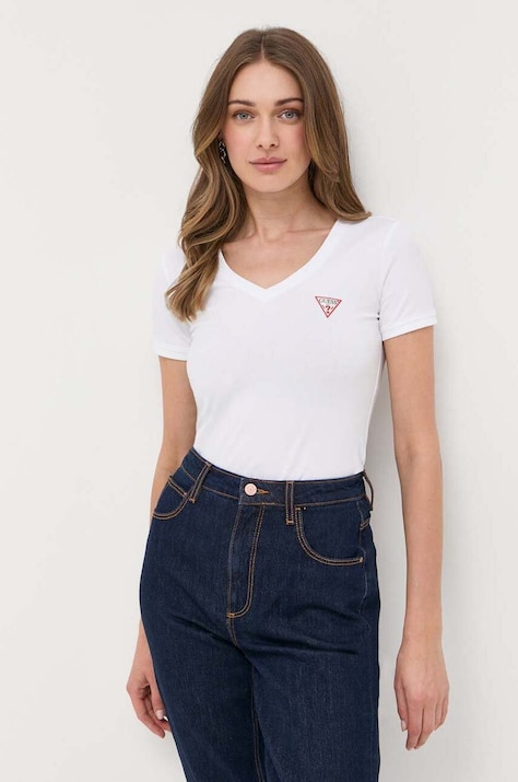 Guess tricou femei, culoarea alb