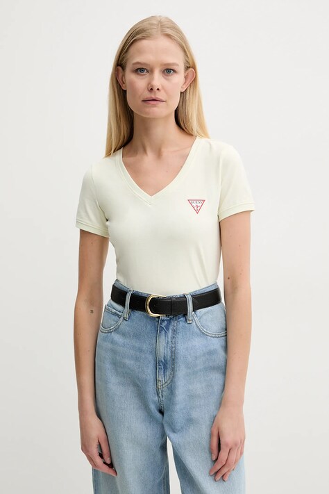 Guess tricou femei, culoarea galben