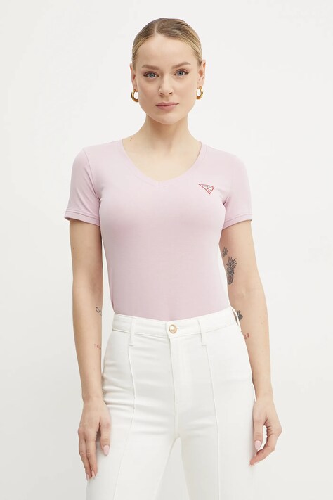 Футболка Guess женский цвет фиолетовый
