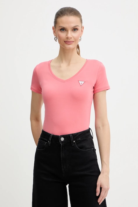 Guess tricou culoarea roz, W2YI45 J1314