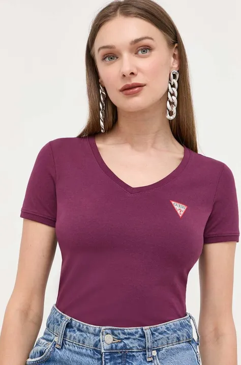 Guess t-shirt damski kolor fioletowy