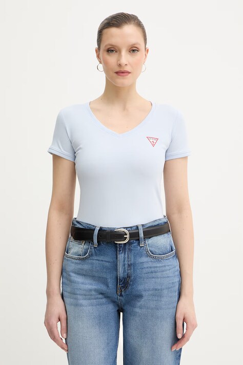 Guess t-shirt damski kolor niebieski W2YI45 J1314