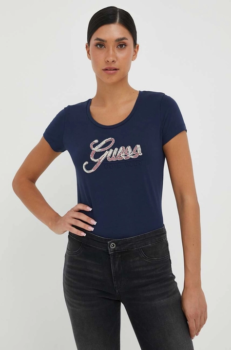 Guess tricou femei, culoarea albastru marin