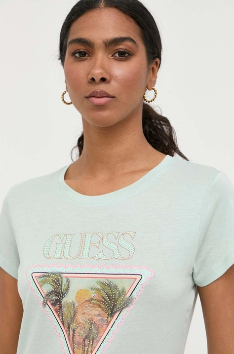 Guess tricou femei, culoarea verde