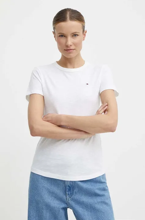 Хлопковая футболка Tommy Hilfiger женский цвет белый