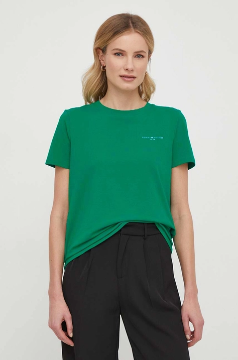 Tommy Hilfiger tricou femei, culoarea verde WW0WW37877