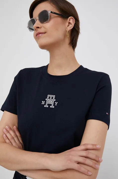 Βαμβακερό μπλουζάκι Tommy Hilfiger χρώμα: ναυτικό μπλε