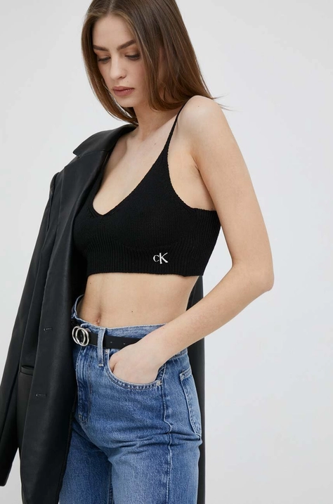 Top Calvin Klein Jeans ženski, črna barva