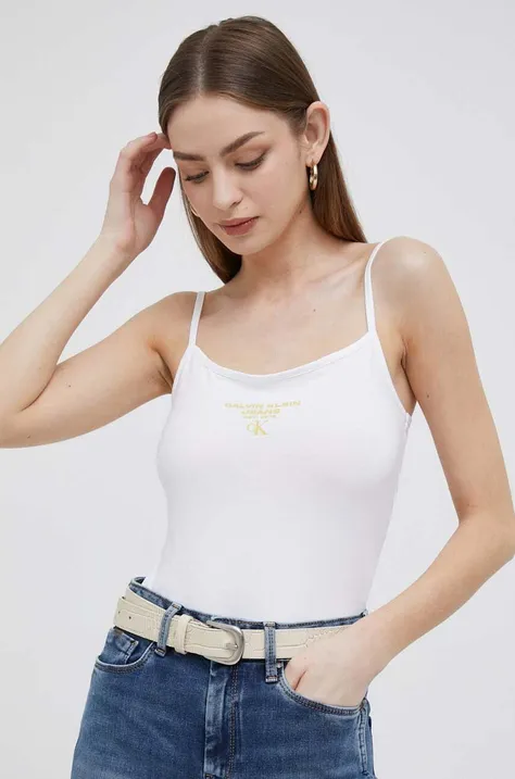 Calvin Klein Jeans top damski kolor biały