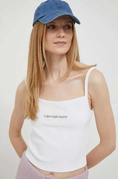 Calvin Klein Jeans top femei, culoarea alb J20J221418