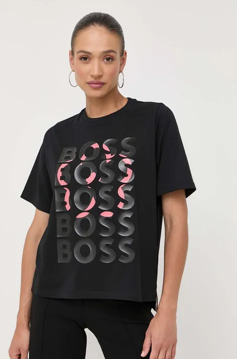 Kratka majica BOSS ženski, črna barva