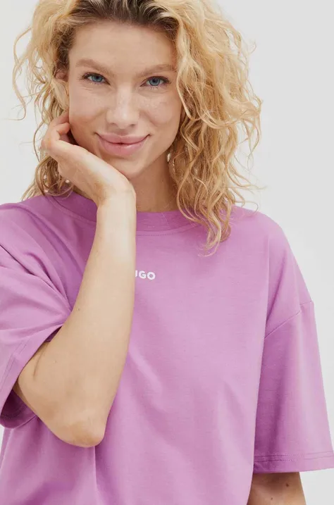 HUGO t-shirt lounge kolor fioletowy