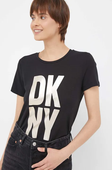 Dkny t-shirt damski kolor czarny