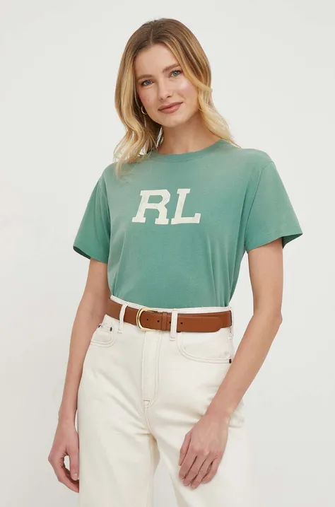 Bavlněné tričko Polo Ralph Lauren zelená barva, 211910130