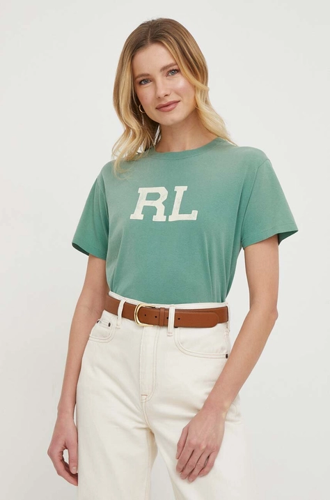 Bavlněné tričko Polo Ralph Lauren zelená barva