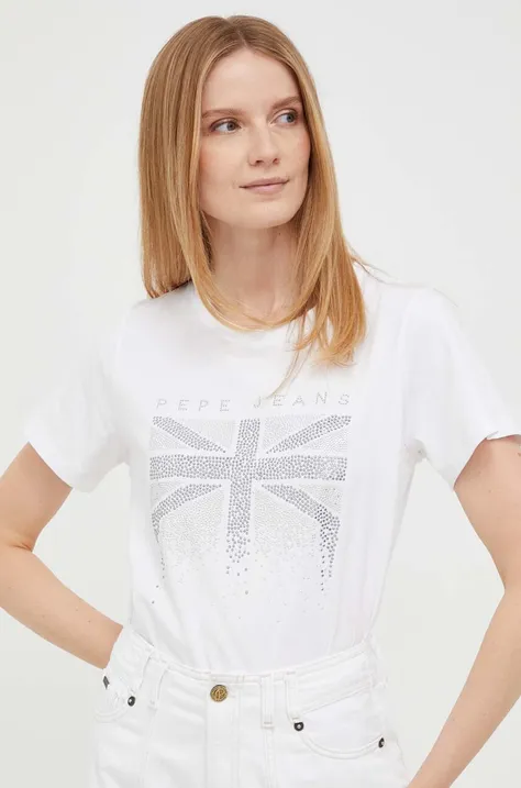 Pamučna majica Pepe Jeans boja: bijela