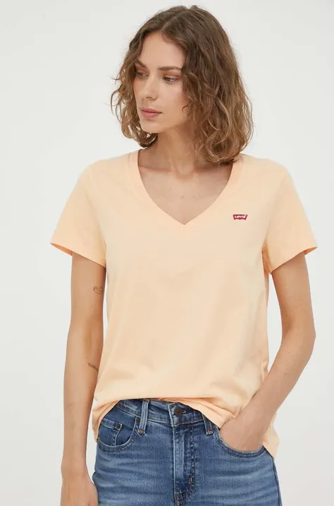 Βαμβακερό μπλουζάκι Levi's χρώμα: πορτοκαλί