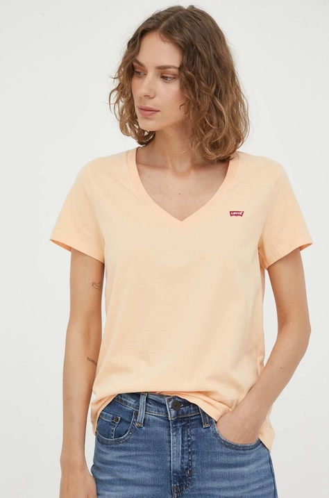 Levi's t-shirt bawełniany kolor pomarańczowy